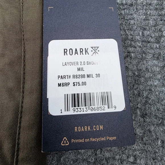 ROARK Layover 2.0 Shorts Mens Size 30 Olive Green Adventure Utility - Picture 2 of 7